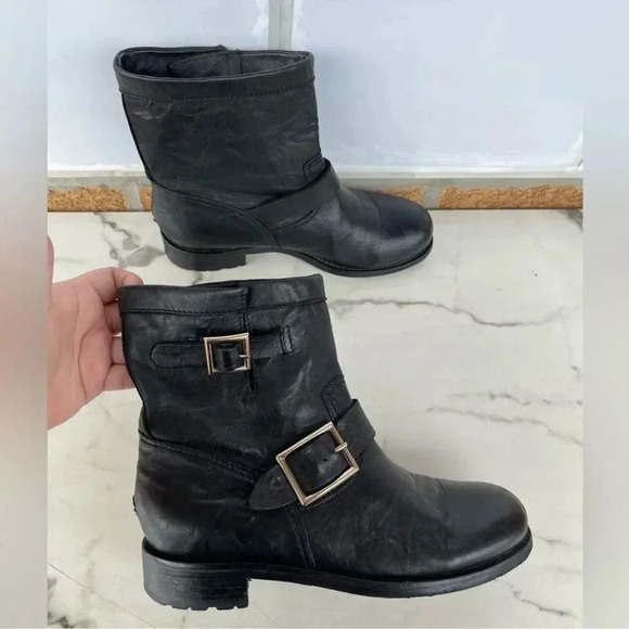 JIMMY CHOO Youth biker ankle boots 38 /7.5 - Picture 6 of 13